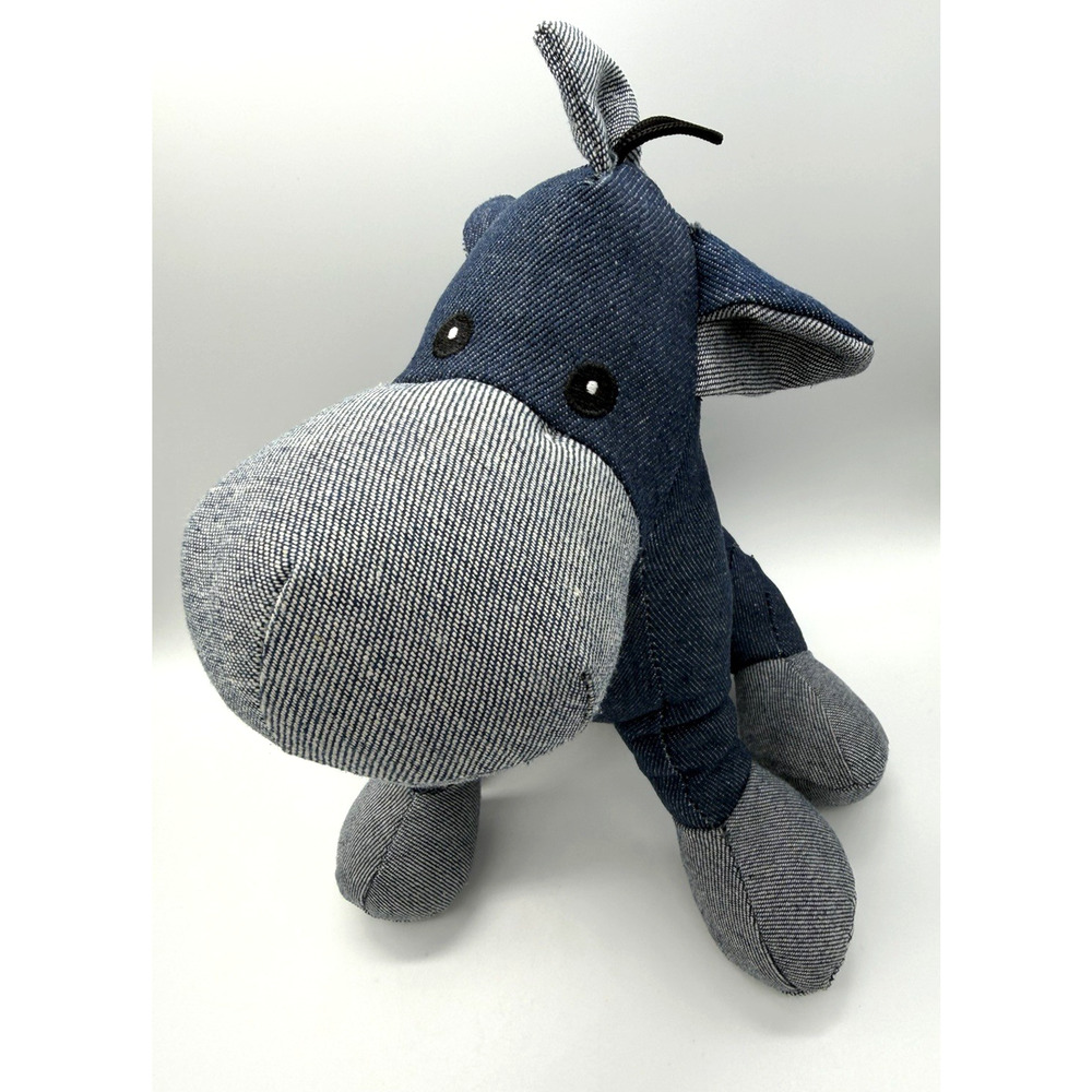 Handmade Blue Denim Horse Toy Plush - Baby Nursery - 11" x 8" - Very cute!